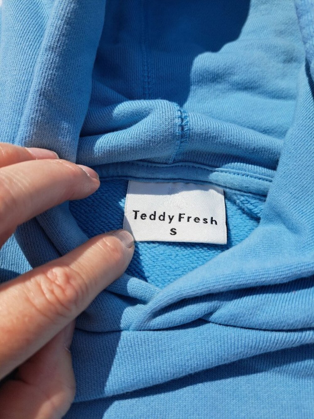 Teddy Fresh Angel Bear Graphic Embroidered Blue Hoodie Small Women's Streetwear - Picture 4 of 12